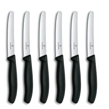 VICTORINOX Swiss Classic, tomato and table knife, 6pcs, 11cm, wavy, black