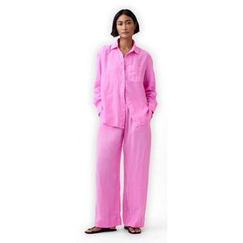 GAP 877623-04 Kalhoty z lněné směsi Relaxed Wide-Leg Růžová