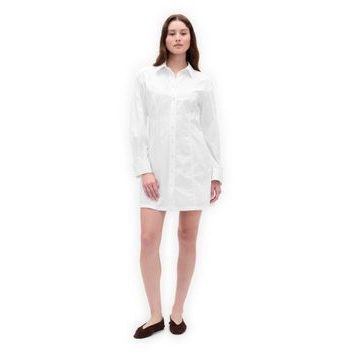 GAP 815979-00 Košilové popelínové mini šaty Bílá