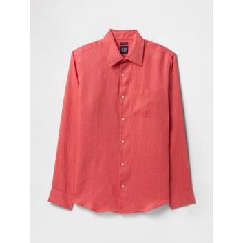 GAP Lněná košile Classic Shirt Červená