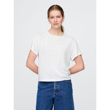 GAP 778377-00 Lněné crop tričko Bílá