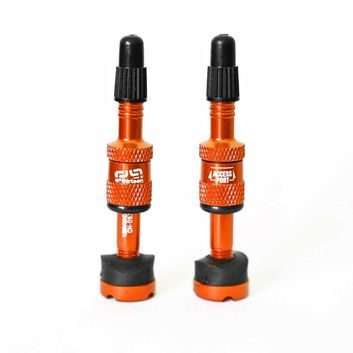E*THIRTEEN Presta Quickfill Tubeless Valves | Gen2 | 16-24mm Depth | 2 Pieces | Naranja