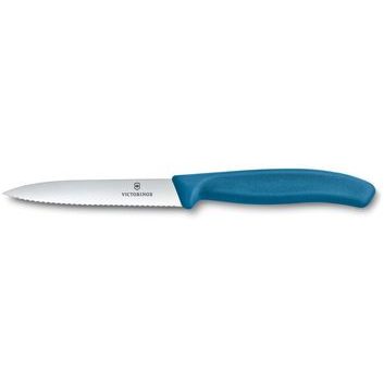 VICTORINOX Swiss Classic, paring knife, 10cm, wavy, pointed tip, blue