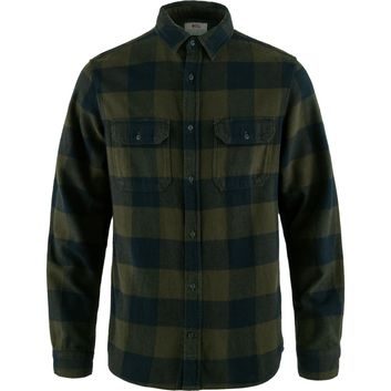 FJÄLLRÄVEN Övik Heavy Flannel Shirt M, Deep Forest-Dark Navy