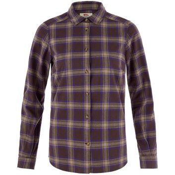 FJÄLLRÄVEN Övik Classic Flannel Shirt W Black Oak-Dark Violet