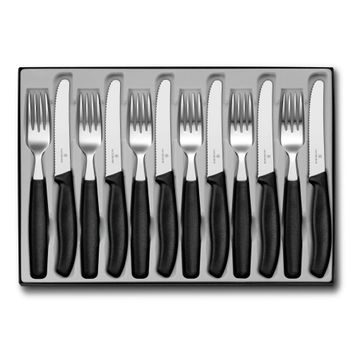 VICTORINOX Swiss Classic, table set (tomato knife),12pcs,wavy,black