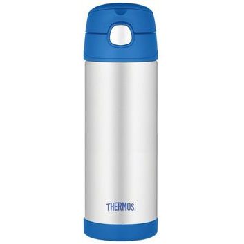 THERMOS Dětská termoska s brčkem 470 ml - modrá