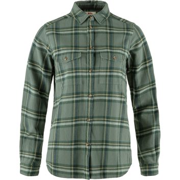 FJÄLLRÄVEN Övik Heavy Flannel Shirt W Patina Green-Deep Patina