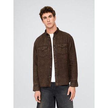 GAP 728110-12 Lněná košile Classic Shirt Hnědá