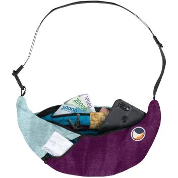 TICKET TO THE MOON Upcycled Sling Bag Plum / Cloud