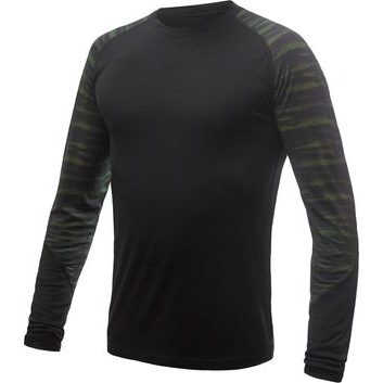 SENSOR MERINO IMPRESS pánské triko dl.rukáv černá/batik
