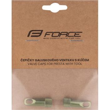 FORCE čepičky galuskového ventilku s klíčem, hliník, zelené