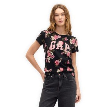 GAP 843334-01 Tričko s vaflovým vzorem Černá