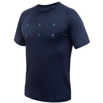 SENSOR MERINO BLEND TYPO pánské triko kr.rukáv deep blue