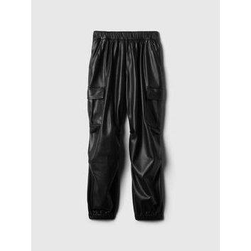 GAP Dětské koženkové cargo kalhoty Černá