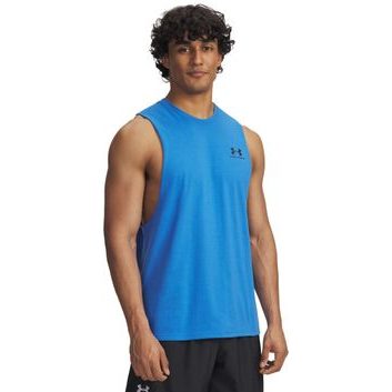 UNDER ARMOUR UA LEFT CHEST CUT OFF TANK-BLU