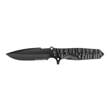 TB OUTDOOR MARAUDEUR G10 BLACK HANDLE / SERRATED BLADE + KYDEX SHEATH SMOOTH