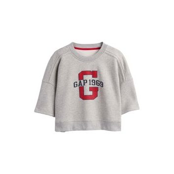 GAP Oversize crop mikina VintageSoft Americana Šedá