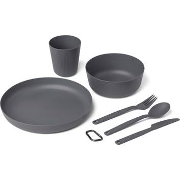 SEA TO SUMMIT Camp Dinnerware Set w/ Mesh Sack - [6 Piece Grey Charcoal