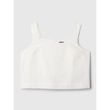 GAP 417117-03 Lněný crop top Bílá