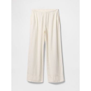 GAP Lněné kalhoty Wide Bílá
