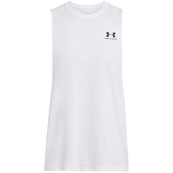 UNDER ARMOUR LEFT CHEST CUT OFF TANK-WHT