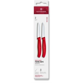 VICTORINOX Swiss Classic, paring knife, 2pcs, 8cm, straight, red, box