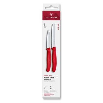 VICTORINOX Swiss Classic, paring knife set, 2pcs, straight/wavy, red, box