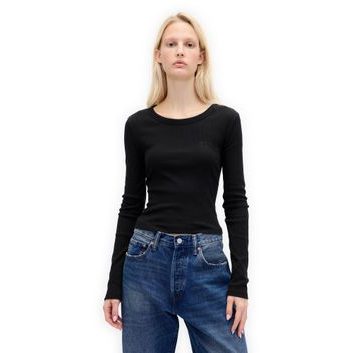 GAP 801017-04 Žebrované crop tričko Černá