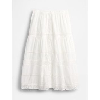 GAP Maxi sukně s krajkou Bílá