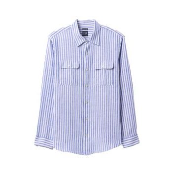 GAP Lněná košile Classic Shirt Modrá