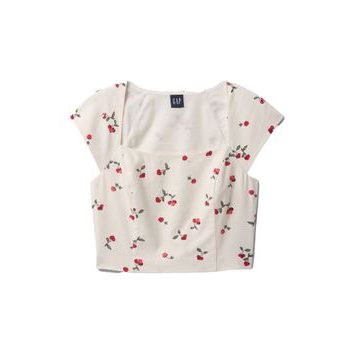 GAP Lněný crop top Bílá