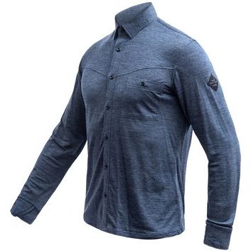 SENSOR MERINO LITE unisex košile dl.rukáv mottled blue