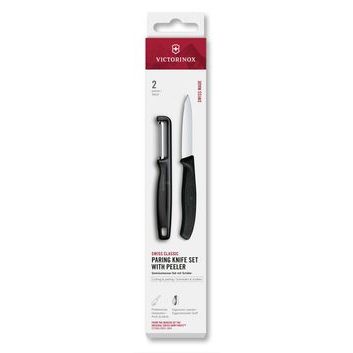VICTORINOX Swiss Classic, paring knife set with I-peeler, 2pcs, black, box