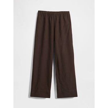GAP Široké lněné kalhoty Hnědá