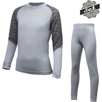 SENSOR MERINO IMPRESS DĚTSKÝ SET šedá/maori