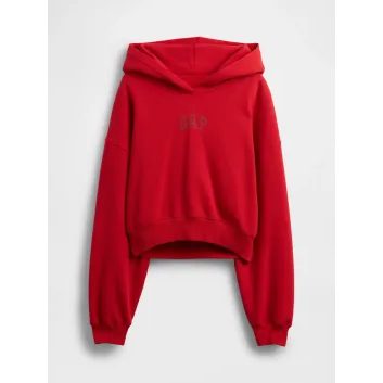 GAP Mikina s kapucí Logo Cropped Americana Červená