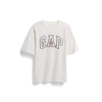 GAP Dětské oversize tričko Heavyweight Athletic Logo Bílá
