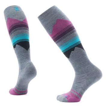 SMARTWOOL W SKI TARGETED CUSHION PATTERN OTC, pewter blue