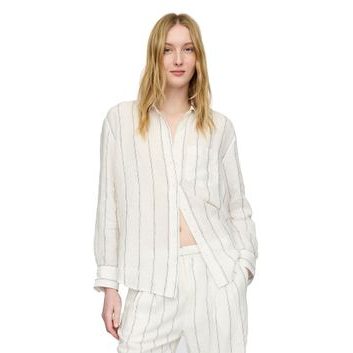 GAP Lněná oversize košile Big Shirt Bílá