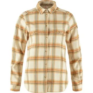 FJÄLLRÄVEN Övik Heavy Flannel Shirt W Chalk White-Dune Beige