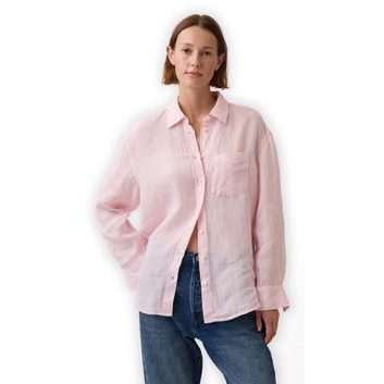 GAP 882924-06 Lněná oversize košile Růžová