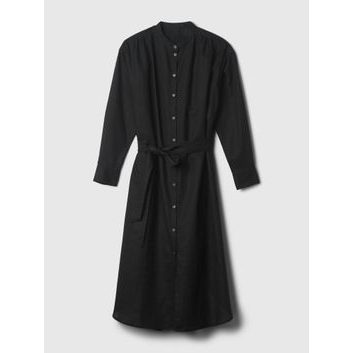 GAP Lněné midi šaty Černá