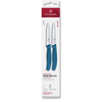 VICTORINOX Swiss Classic, paring knife set, 2pcs, 10cm, straight/wavy, blue, box