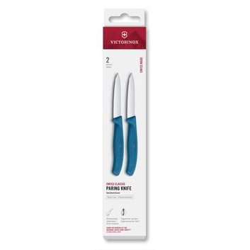 VICTORINOX Swiss Classic, paring knife, 2pcs, 8cm,straight,pointed,blue,box