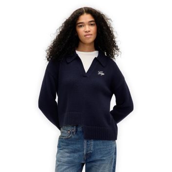 GAP 843750-02 Asymetrický svetr s příměsí vlny Tmavě modrá