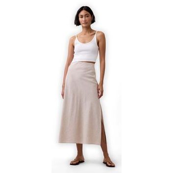 GAP 894387-05 Maxi sukně z lněné směsi Béžová