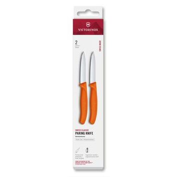 VICTORINOX Swiss Classic, paring knife, 2pcs, 8cm, straight, pointed tip, orange, box