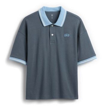 GAP 887102-00 Dětské oversize polo tričko s logem Modrá