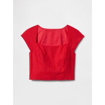 GAP Lněný crop top Červená